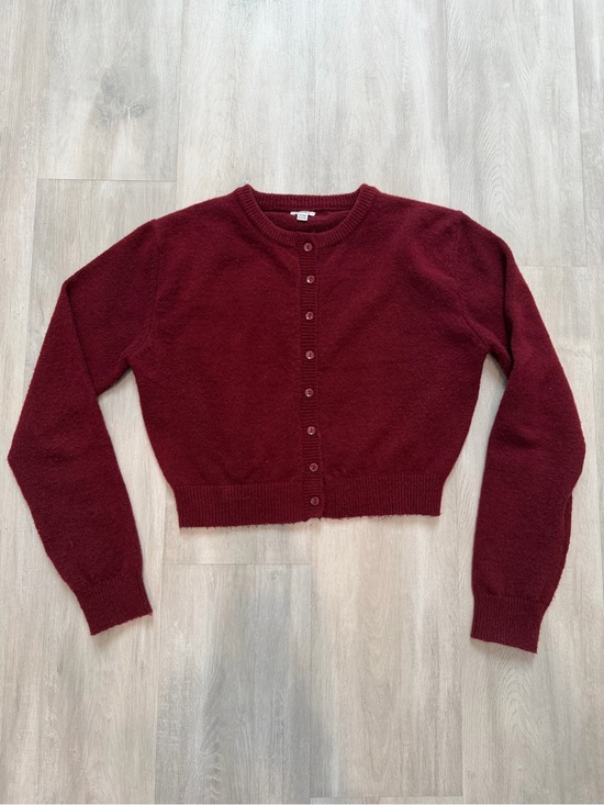 Garage Tops - Garage Cropped Cardigan Sweater - Burgundy